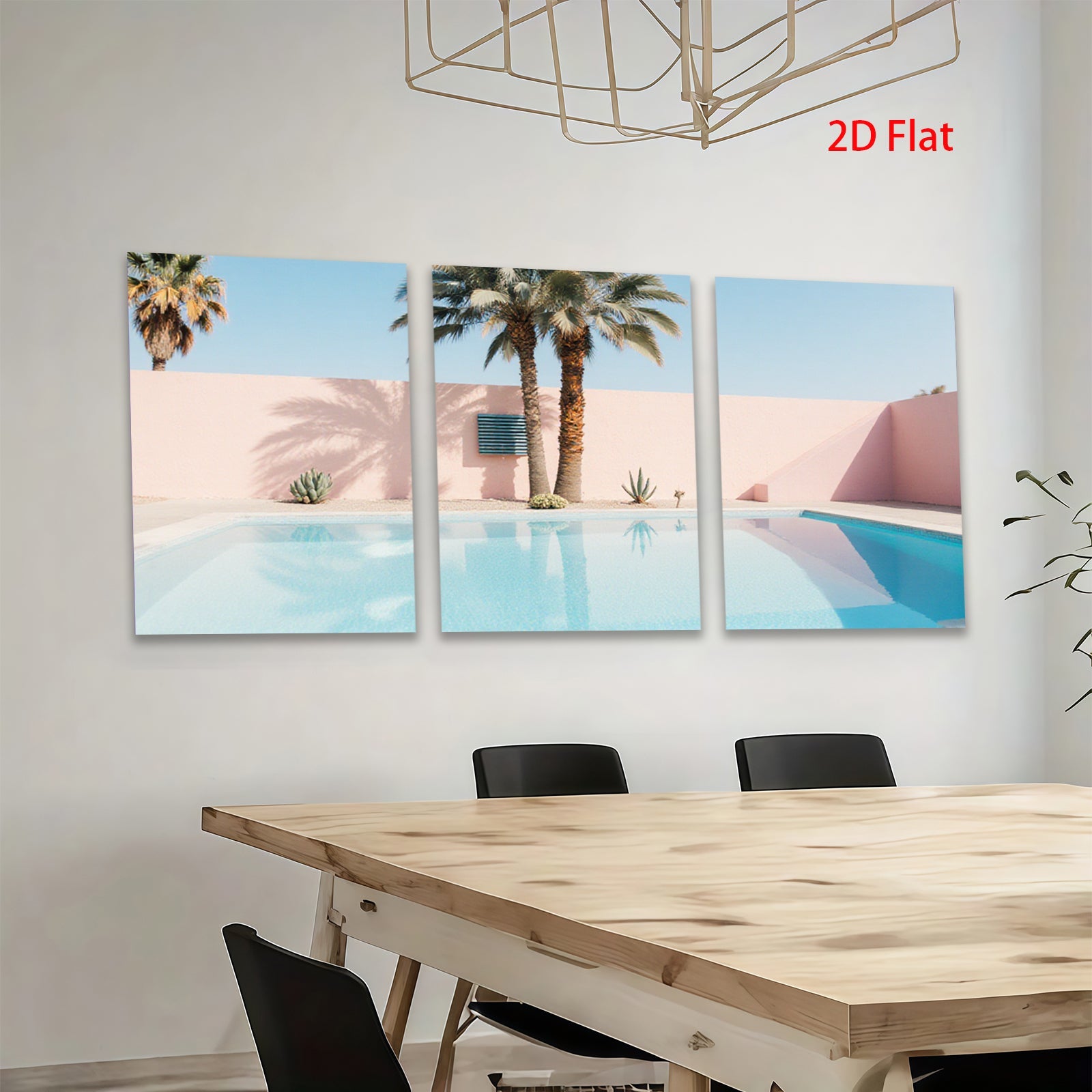 2D flat 1pc Desert Oasis Poolside Palm Tree View Living Room Bedroom Gallery Wall Art Modern Farmhouse Decor Coastal Aesthetic