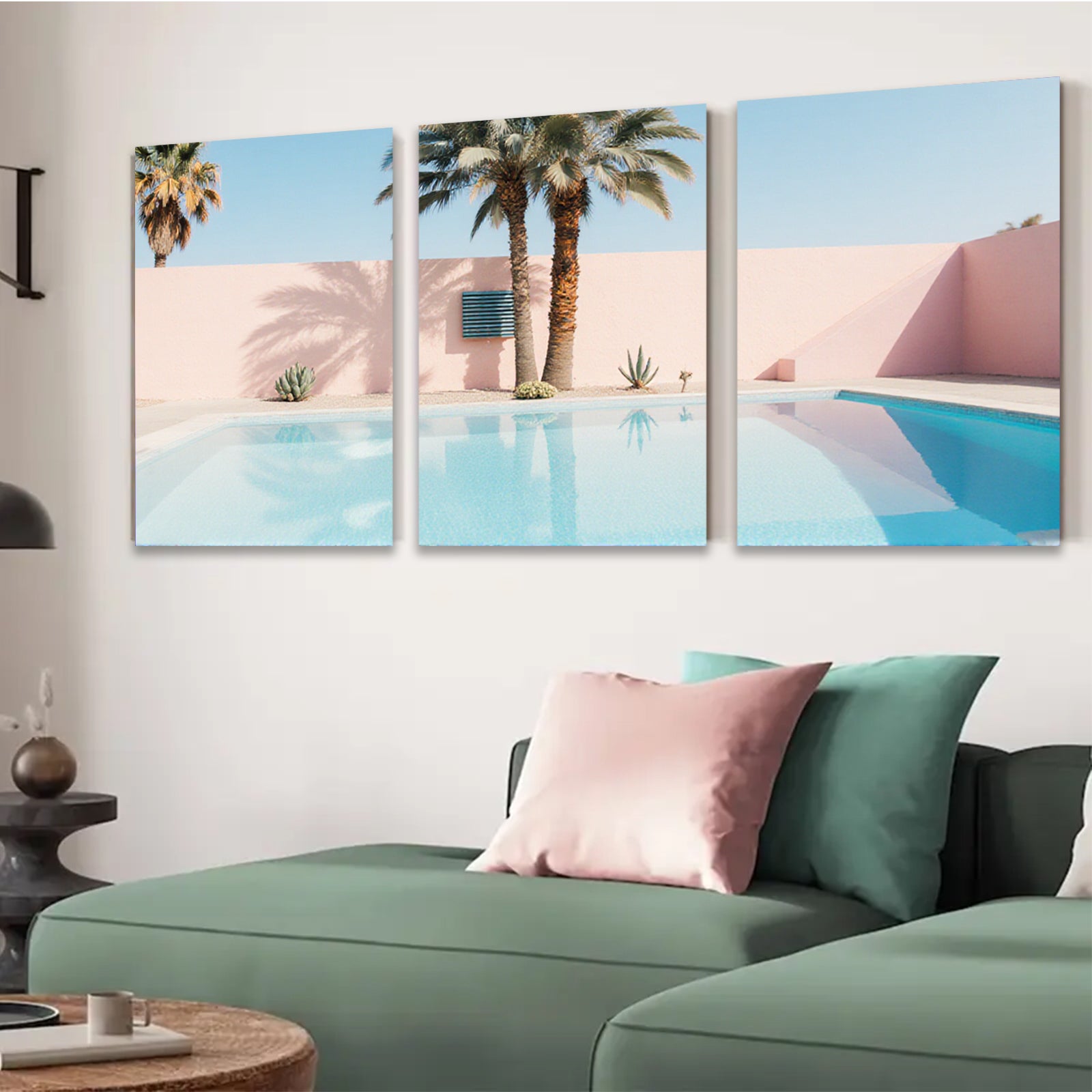 2D flat 1pc Desert Oasis Poolside Palm Tree View Living Room Bedroom Gallery Wall Art Modern Farmhouse Decor Coastal Aesthetic
