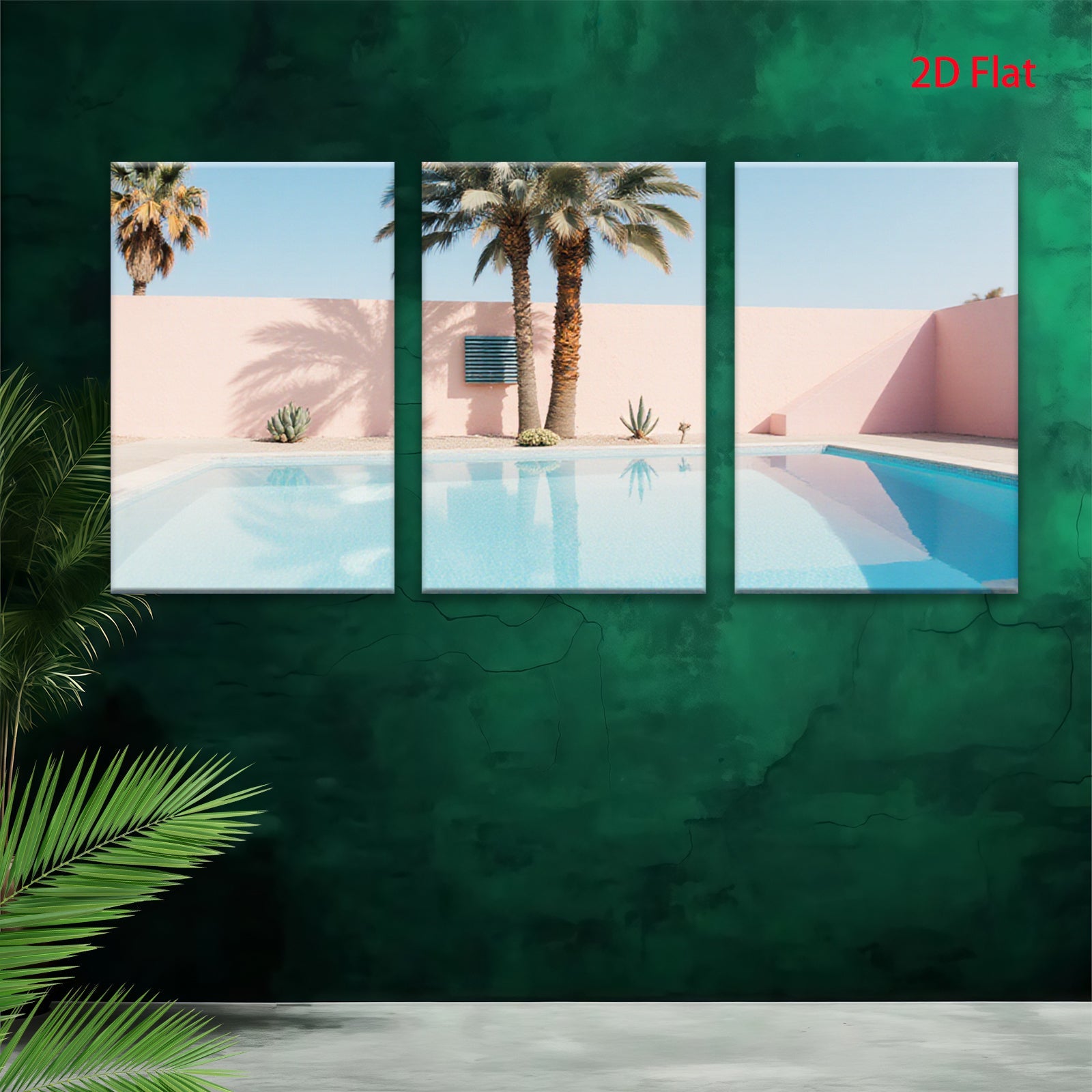 2D flat 1pc Desert Oasis Poolside Palm Tree View Living Room Bedroom Gallery Wall Art Modern Farmhouse Decor Coastal Aesthetic