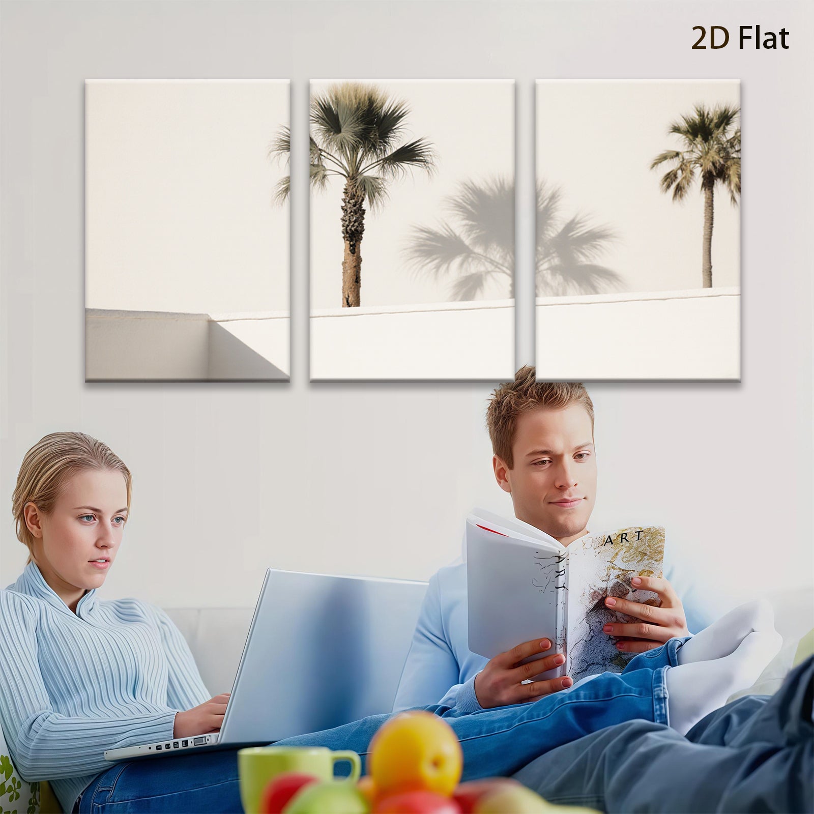 2D flat 1pc Desert Palm Shadows Modern Wall Art Living Room Bedroom Home Decor Canvas Prints Farmhouse Style Coastal Chic Gallery Wrapped Ready to Hang