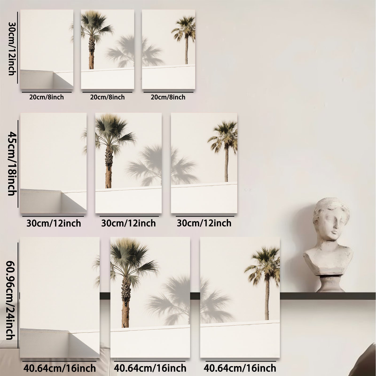 2D flat 1pc Desert Palm Shadows Modern Wall Art Living Room Bedroom Home Decor Canvas Prints Farmhouse Style Coastal Chic Gallery Wrapped Ready to Hang