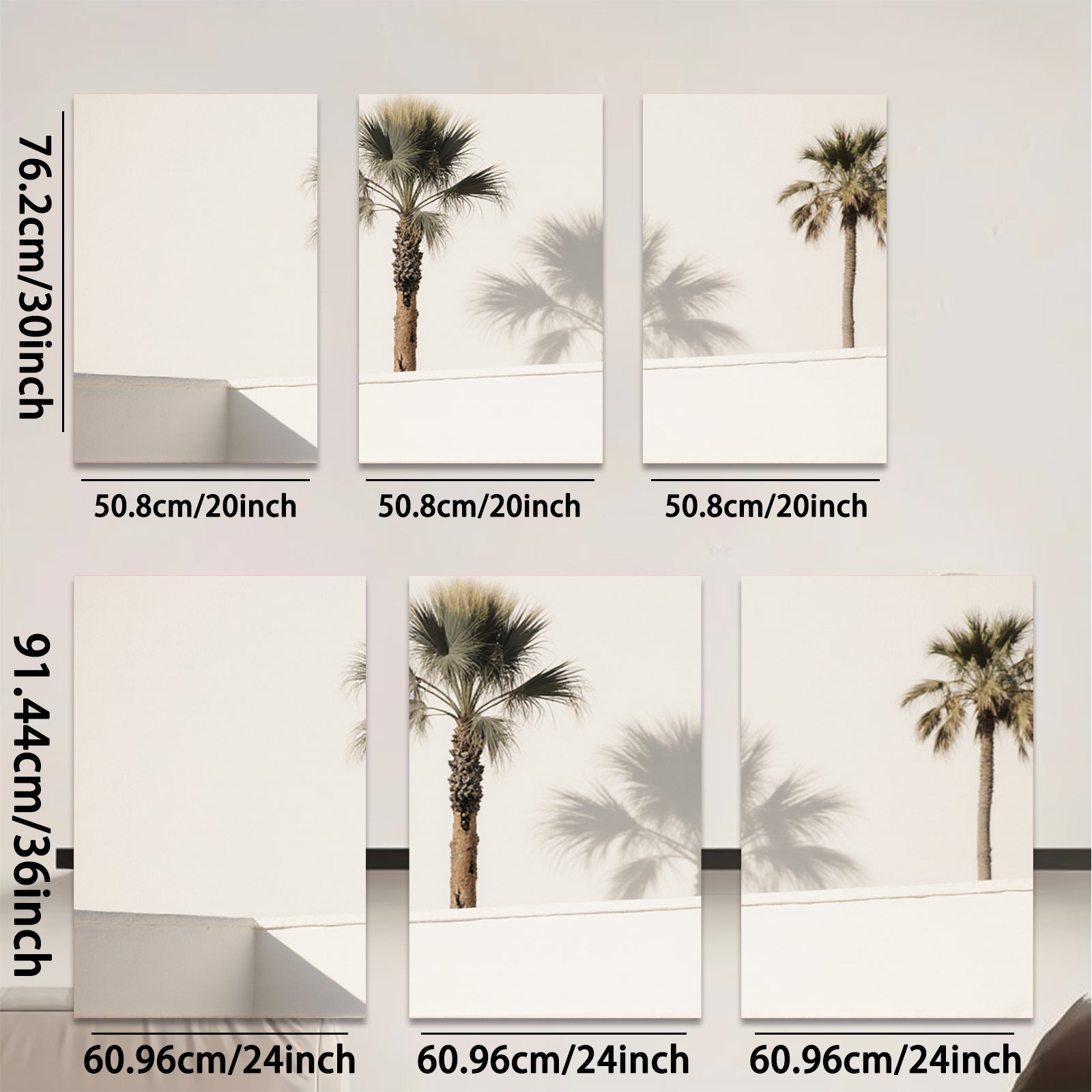 2D flat 1pc Desert Palm Shadows Modern Wall Art Living Room Bedroom Home Decor Canvas Prints Farmhouse Style Coastal Chic Gallery Wrapped Ready to Hang