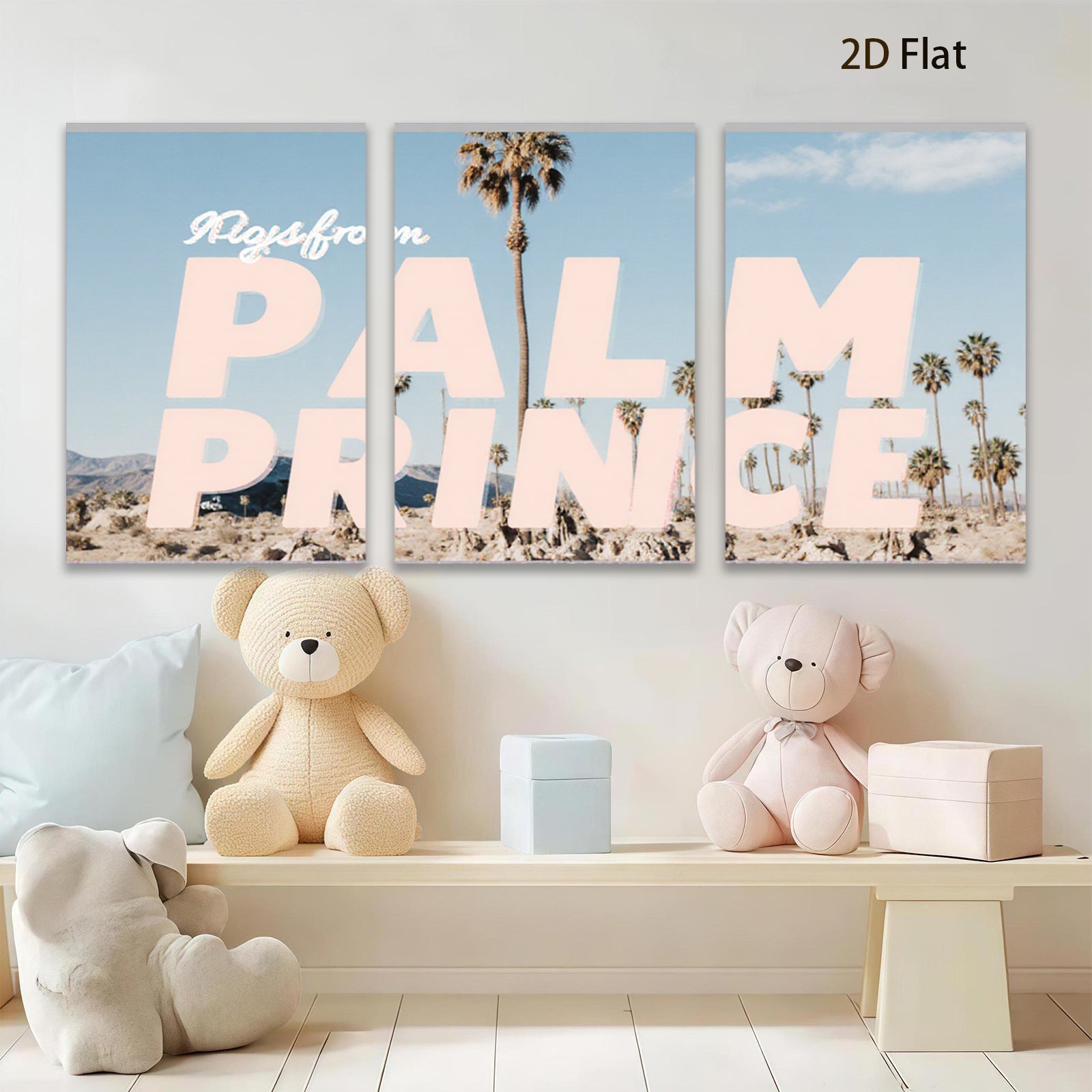 2D flat 1pc Desert Palm Tree Landscape Wall Art Canvas Prints for Living Room Bedroom Home Decor Farmhouse Style Rustic Modern Gallery Wrapped Tealightful