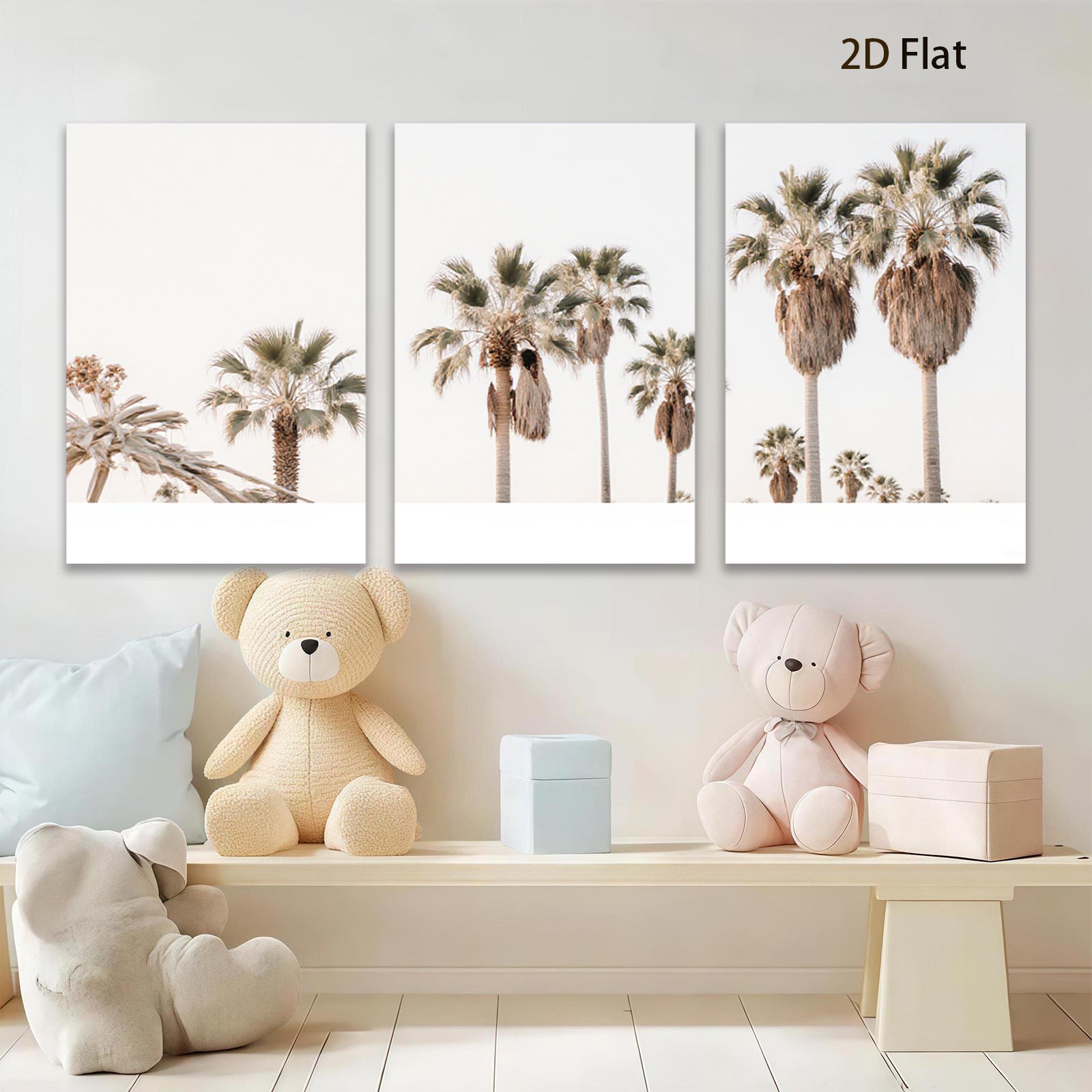 2D flat 1pc Desert Palm Trees Landscape Wall Art Canvas Prints for Living Room Bedroom Home Decor Farmhouse Style Modern Minimalist Gallery Wrapped