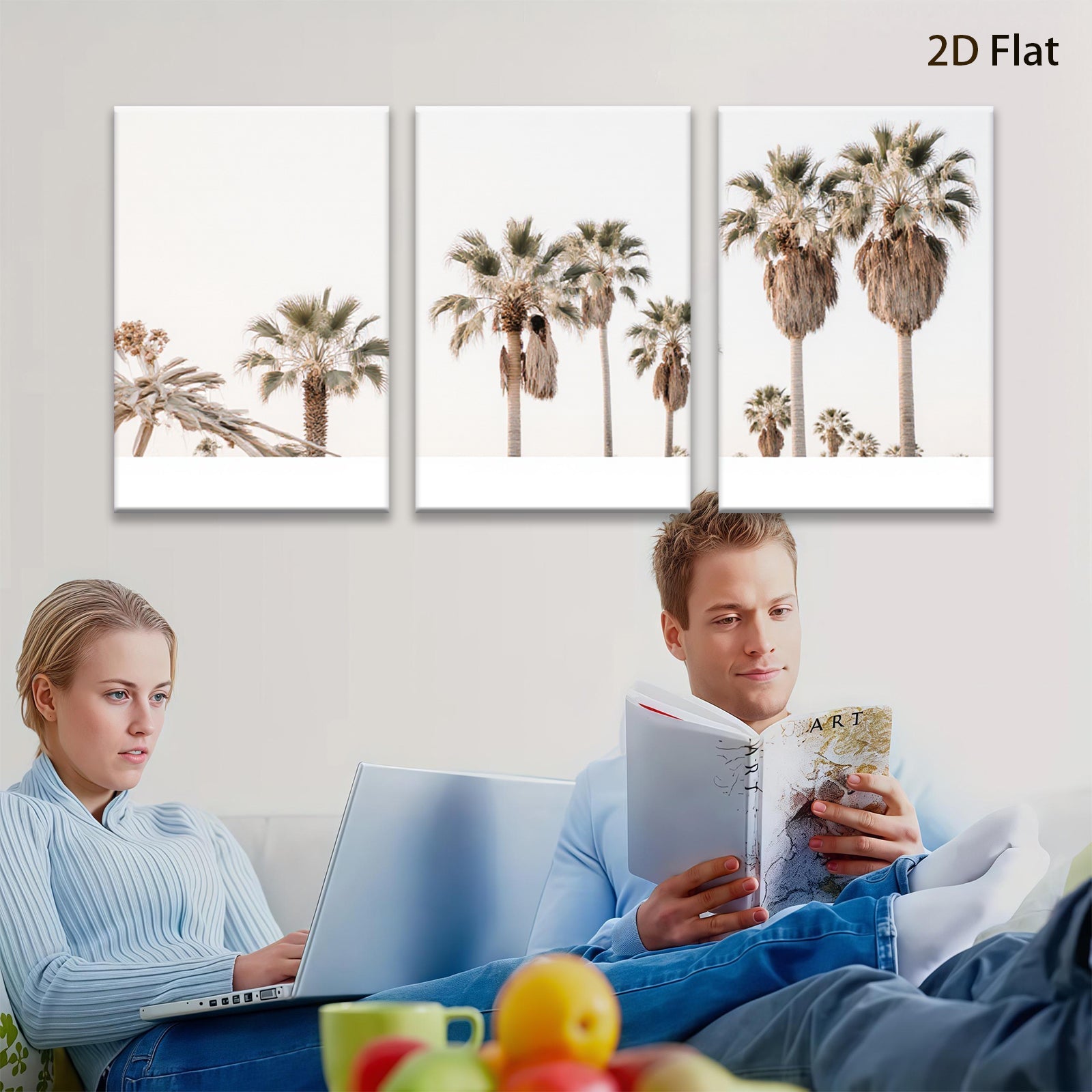 2D flat 1pc Desert Palm Trees Landscape Wall Art Canvas Prints for Living Room Bedroom Home Decor Farmhouse Style Modern Minimalist Gallery Wrapped