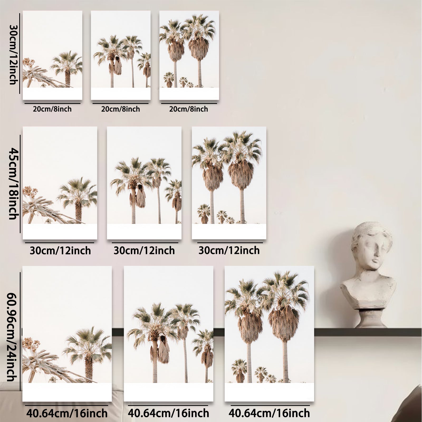 2D flat 1pc Desert Palm Trees Landscape Wall Art Canvas Prints for Living Room Bedroom Home Decor Farmhouse Style Modern Minimalist Gallery Wrapped