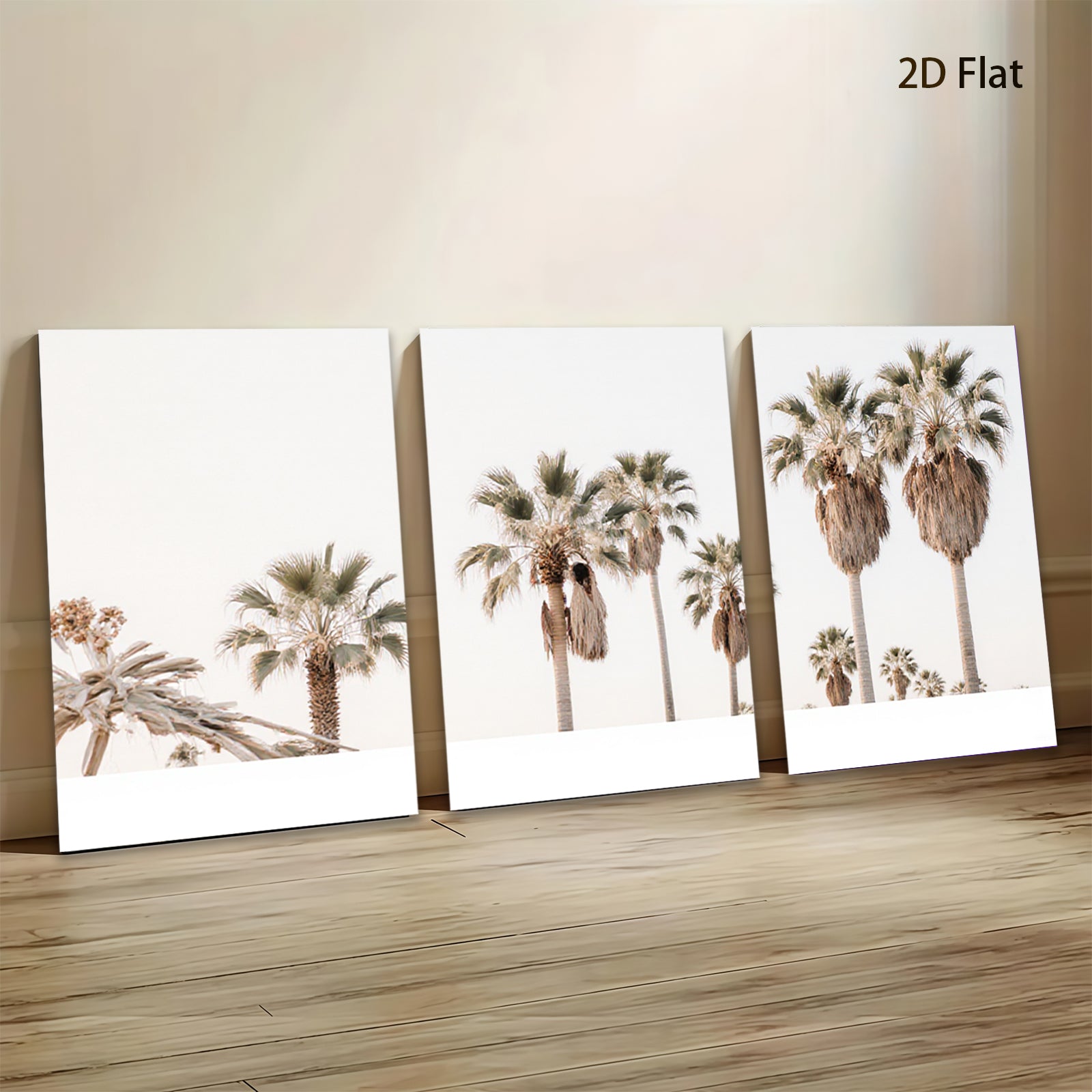 2D flat 1pc Desert Palm Trees Landscape Wall Art Canvas Prints for Living Room Bedroom Home Decor Farmhouse Style Modern Minimalist Gallery Wrapped