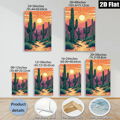 2D flat 1pc Desert Sunset Cactus Landscape Wall Art Prints for Living Room Bedroom Home Decor Farmhouse Style Modern Canvas Paintings