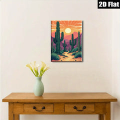 2D flat 1pc Desert Sunset Cactus Landscape Wall Art Prints for Living Room Bedroom Home Decor Farmhouse Style Modern Canvas Paintings