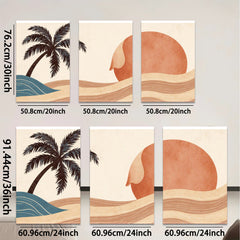2D flat 1pc Desert Sunset Palm Tree Wall Art Canvas Prints for Living Room Bedroom Bathroom Modern Farmhouse Decor Boho Aesthetic Gallery Wrapped Ready to Hang