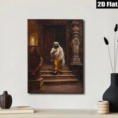 2D flat 1pc Desert Wanderer steps down ancient stairs captivating wall decor farmhouse living room bedroom gallery wrapped canvas print modern art