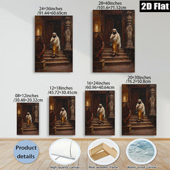2D flat 1pc Desert Wanderer steps down ancient stairs captivating wall decor farmhouse living room bedroom gallery wrapped canvas print modern art