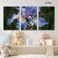 2D flat 1pc Dew Kissed Blue Iris Floral Botanical Wall Art Living Room Bedroom Decor Farmhouse Style Modern Canvas Prints Ready To Hang Gallery Wrapped