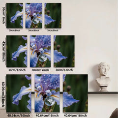 2D flat 1pc Dew Kissed Blue Iris Floral Botanical Wall Art Living Room Bedroom Decor Farmhouse Style Modern Canvas Prints Ready To Hang Gallery Wrapped