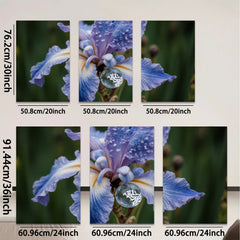 2D flat 1pc Dew Kissed Blue Iris Floral Botanical Wall Art Living Room Bedroom Decor Farmhouse Style Modern Canvas Prints Ready To Hang Gallery Wrapped