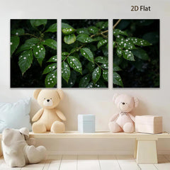 2D flat 1pc Dew Kissed Green Foliage Botanical Wall Art Living Room Bedroom Decor Modern Farmhouse Rustic Gallery Wrapped Canvas Prints for Home Office