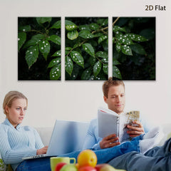 2D flat 1pc Dew Kissed Green Foliage Botanical Wall Art Living Room Bedroom Decor Modern Farmhouse Rustic Gallery Wrapped Canvas Prints for Home Office