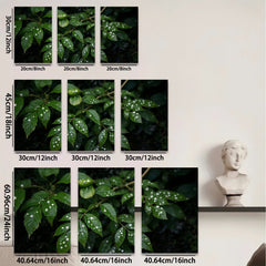 2D flat 1pc Dew Kissed Green Foliage Botanical Wall Art Living Room Bedroom Decor Modern Farmhouse Rustic Gallery Wrapped Canvas Prints for Home Office