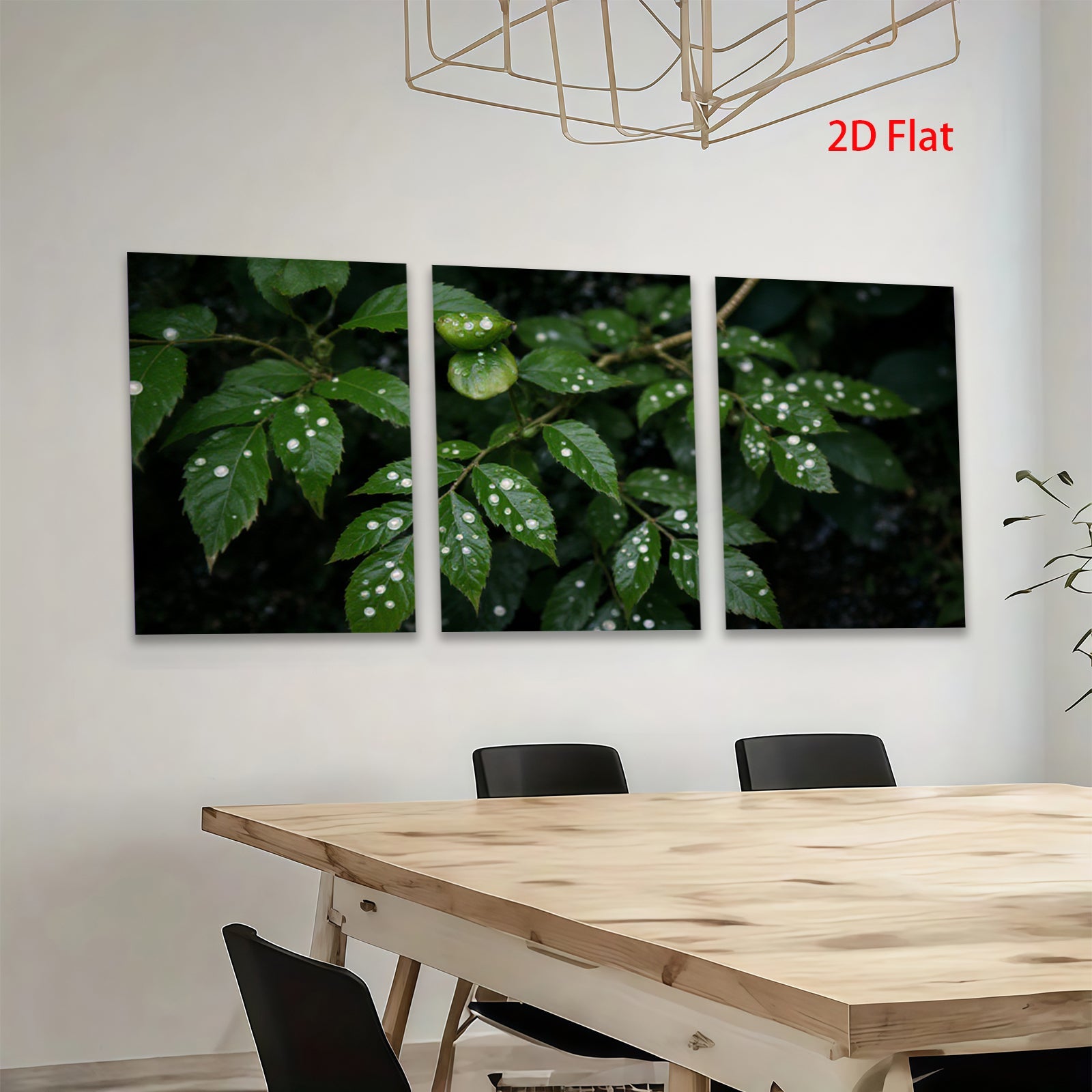2D flat 1pc Dew Kissed Green Foliage Botanical Wall Art Living Room Bedroom Decor Modern Farmhouse Rustic Gallery Wrapped Canvas Prints for Home Office