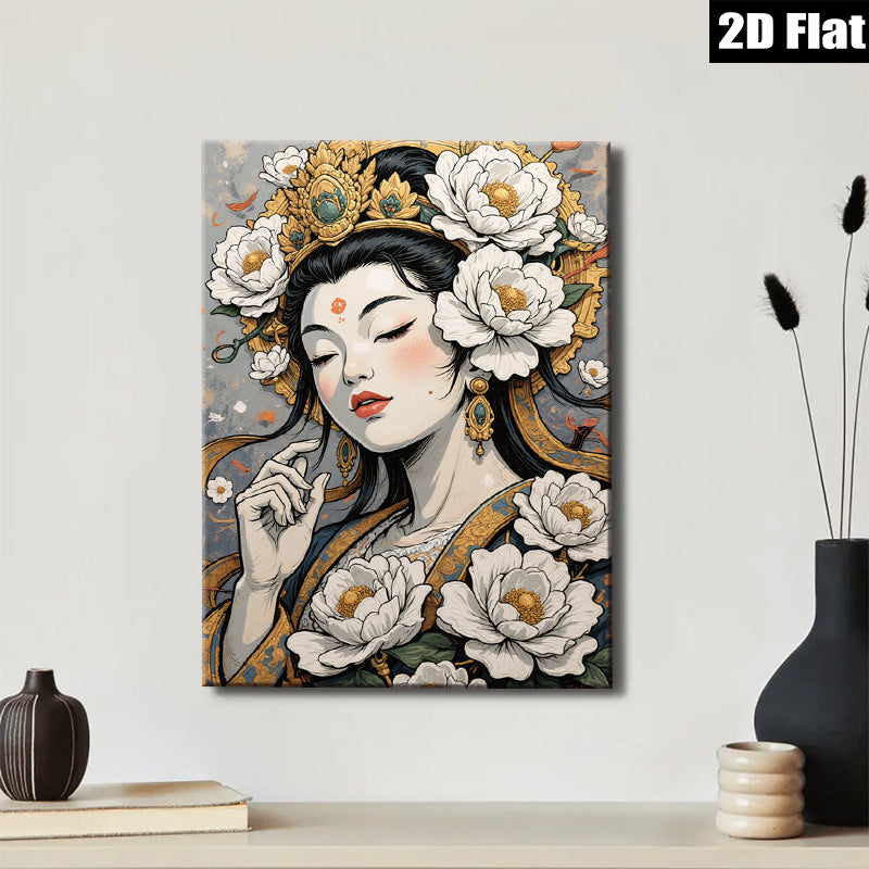 2D flat 1pc Divine Blossom Portrait Floral Beauty Wall Art Decor Living Room Bedroom Gallery Wrapped Canvas Prints Modern Farmhouse Aesthetic