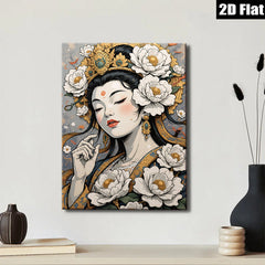 2D flat 1pc Divine Blossom Portrait Floral Beauty Wall Art Decor Living Room Bedroom Gallery Wrapped Canvas Prints Modern Farmhouse Aesthetic
