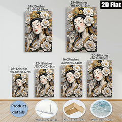 2D flat 1pc Divine Blossom Portrait Floral Beauty Wall Art Decor Living Room Bedroom Gallery Wrapped Canvas Prints Modern Farmhouse Aesthetic