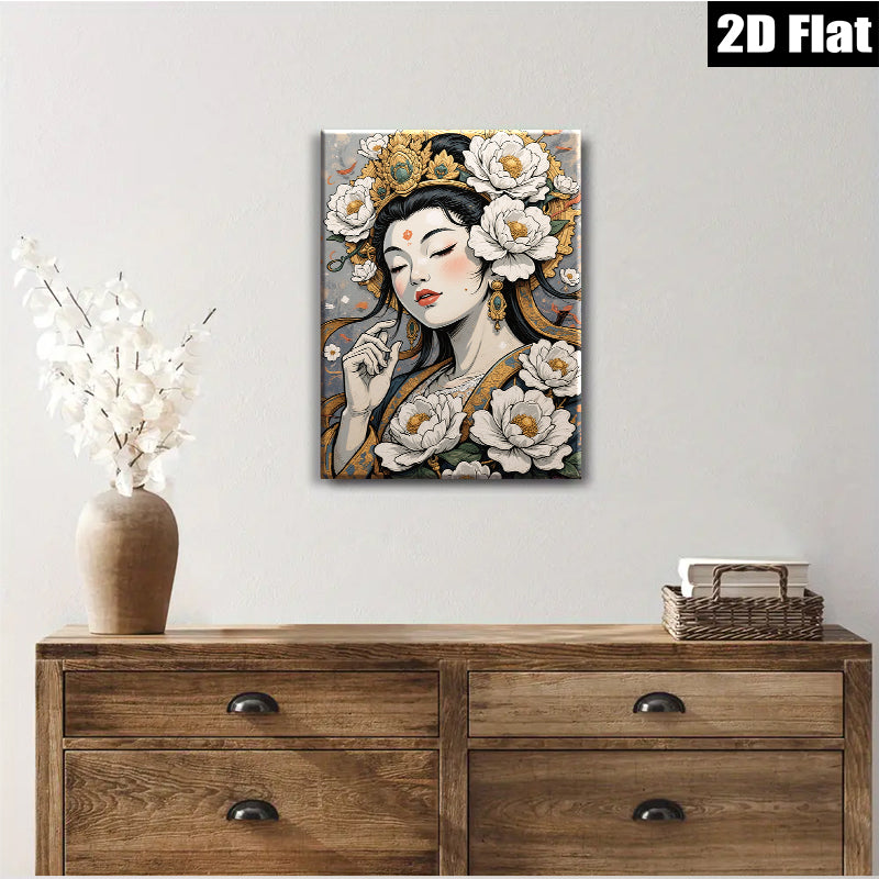 2D flat 1pc Divine Blossom Portrait Floral Beauty Wall Art Decor Living Room Bedroom Gallery Wrapped Canvas Prints Modern Farmhouse Aesthetic