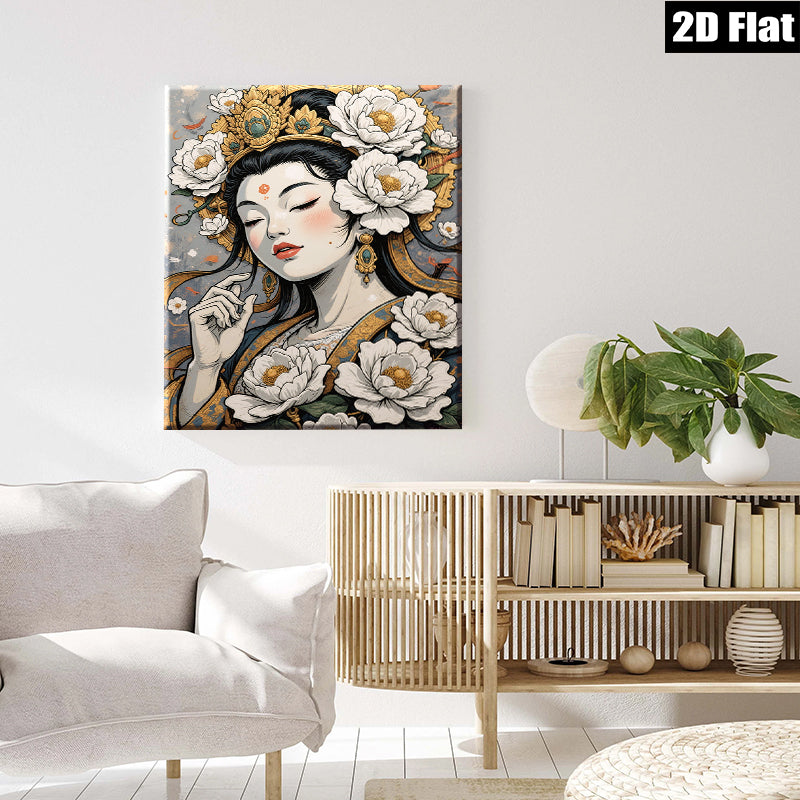 2D flat 1pc Divine Blossom Portrait Floral Beauty Wall Art Decor Living Room Bedroom Gallery Wrapped Canvas Prints Modern Farmhouse Aesthetic
