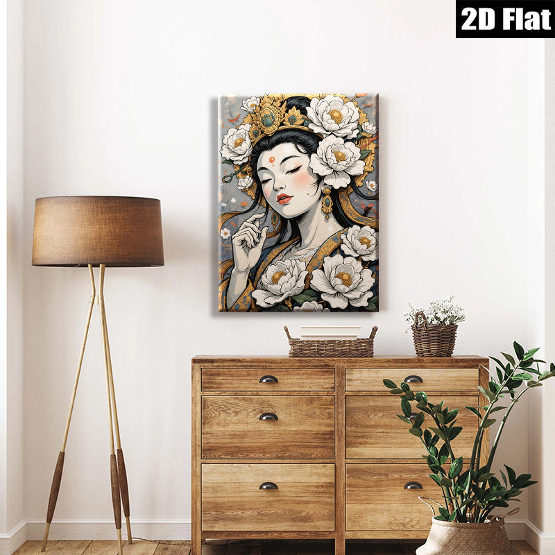 2D flat 1pc Divine Blossom Portrait Floral Beauty Wall Art Decor Living Room Bedroom Gallery Wrapped Canvas Prints Modern Farmhouse Aesthetic