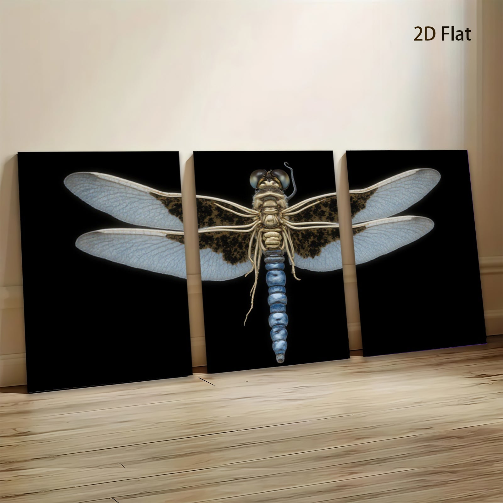 2D flat 1pc Dragonfly Specimen Wall Art Botanical Insect Study Living Room Bedroom Decor Farmhouse Style Gallery Wrapped Canvas Prints Modern Minimalist
