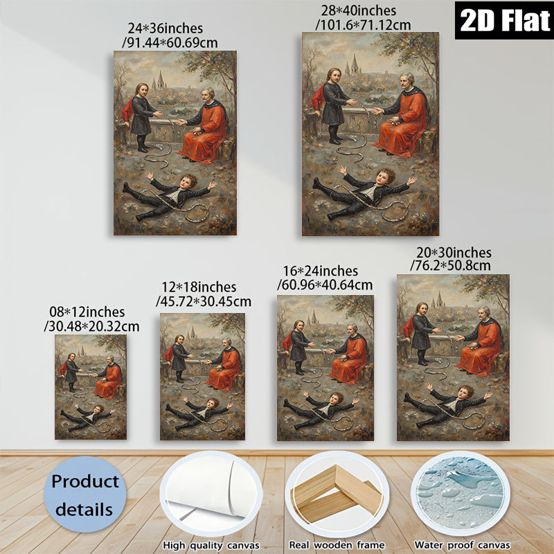 2D flat 1pc Dramatic Allegorical Scene with Figures & Landscape for Living Room Bedroom Gallery Wall Art Modern Farmhouse Decor