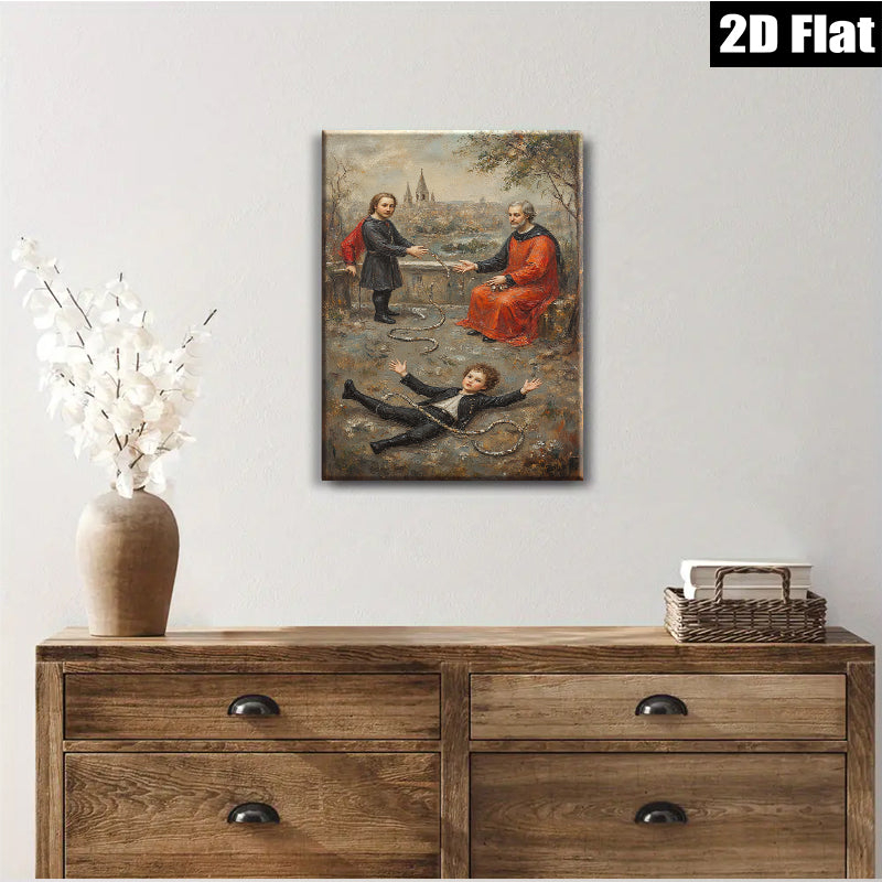 2D flat 1pc Dramatic Allegorical Scene with Figures & Landscape for Living Room Bedroom Gallery Wall Art Modern Farmhouse Decor