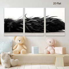2D flat 1pc Dramatic Black Feather Texture Modern Wall Art Living Room Bedroom Decor Gallery Wrapped Canvas Prints Coastal Farmhouse Style Trending Now