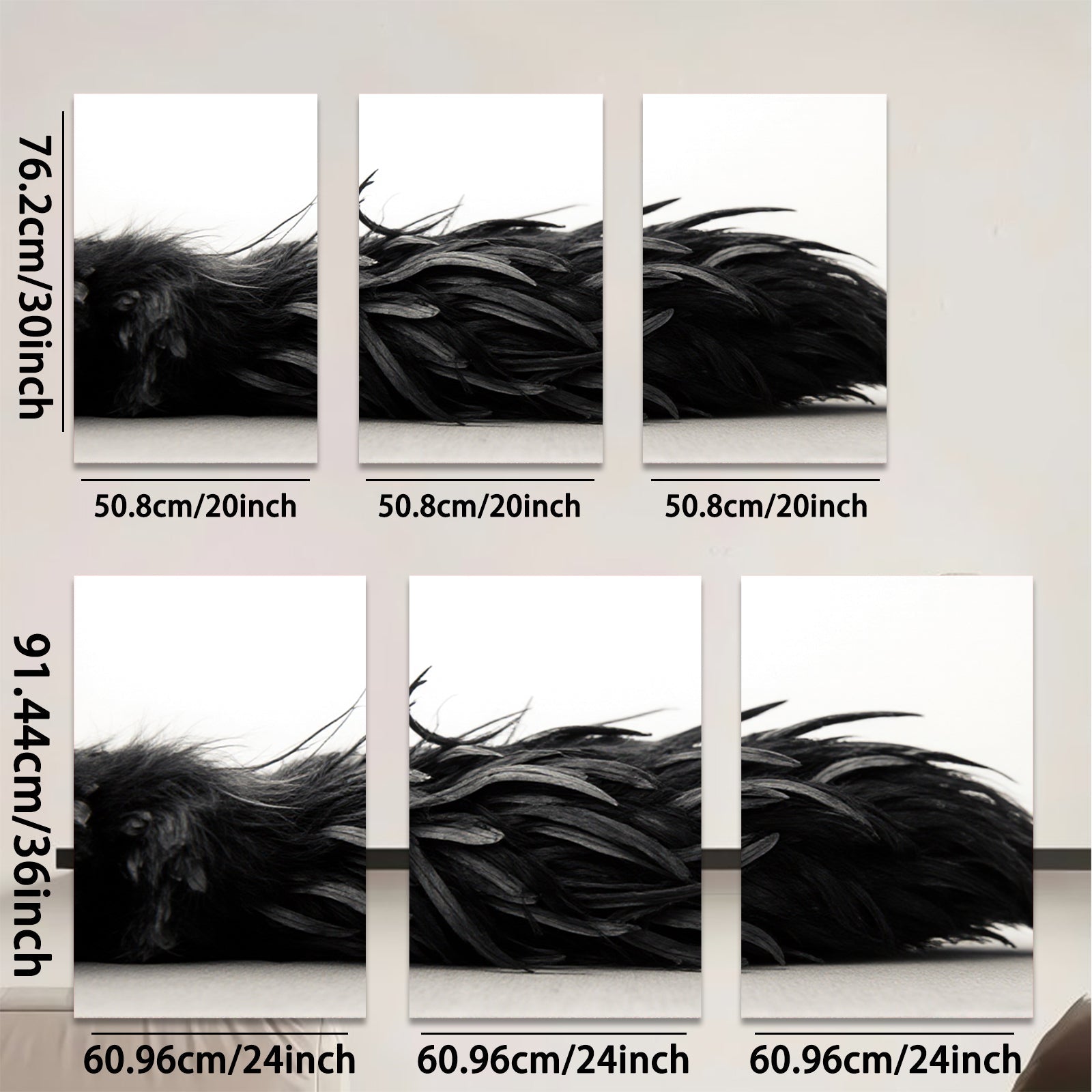 2D flat 1pc Dramatic Black Feather Texture Modern Wall Art Living Room Bedroom Decor Gallery Wrapped Canvas Prints Coastal Farmhouse Style Trending Now