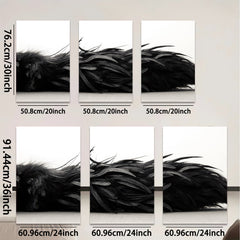 2D flat 1pc Dramatic Black Feather Texture Modern Wall Art Living Room Bedroom Decor Gallery Wrapped Canvas Prints Coastal Farmhouse Style Trending Now