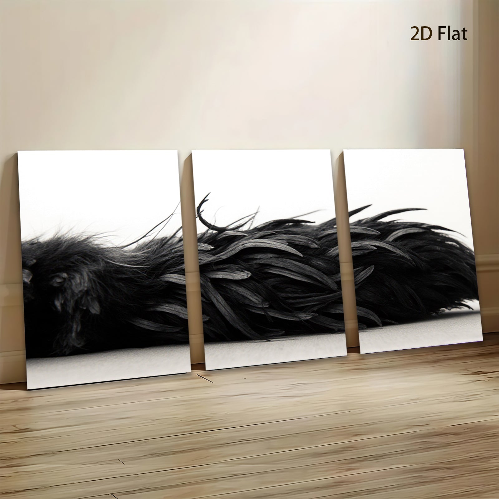 2D flat 1pc Dramatic Black Feather Texture Modern Wall Art Living Room Bedroom Decor Gallery Wrapped Canvas Prints Coastal Farmhouse Style Trending Now