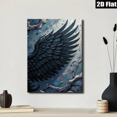 2D flat 1pc Dramatic Black Feather Wall Art Canvas Print for Living Room Bedroom Gallery Wrapped Modern Farmhouse Decor Botanical Art Home Office Accent Piece Ready to Hang