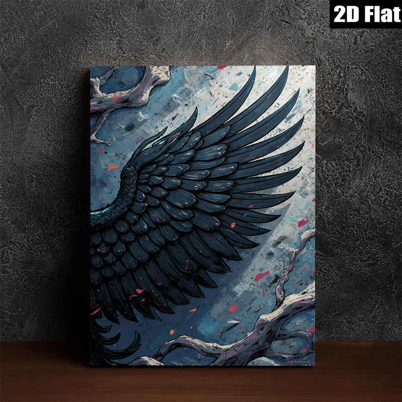 2D flat 1pc Dramatic Black Feather Wall Art Canvas Print for Living Room Bedroom Gallery Wrapped Modern Farmhouse Decor Botanical Art Home Office Accent Piece Ready to Hang