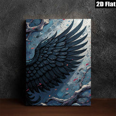 2D flat 1pc Dramatic Black Feather Wall Art Canvas Print for Living Room Bedroom Gallery Wrapped Modern Farmhouse Decor Botanical Art Home Office Accent Piece Ready to Hang
