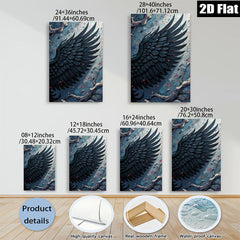 2D flat 1pc Dramatic Black Feather Wall Art Canvas Print for Living Room Bedroom Gallery Wrapped Modern Farmhouse Decor Botanical Art Home Office Accent Piece Ready to Hang