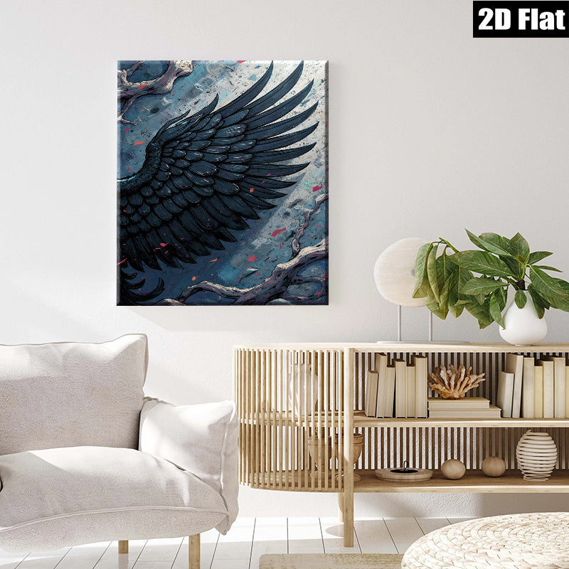 2D flat 1pc Dramatic Black Feather Wall Art Canvas Print for Living Room Bedroom Gallery Wrapped Modern Farmhouse Decor Botanical Art Home Office Accent Piece Ready to Hang
