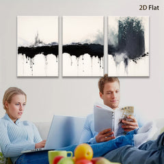 2D flat 1pc Dramatic Black Ink Wash Abstract Wall Art Modern Farmhouse Living Room Decor Gallery Wrapped Canvas Prints for Bedroom Bathroom Office Coastal Style