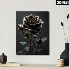 2D flat 1pc Dramatic Black Rose Bloom Floral Wall Art Canvas Prints for Living Room Bedroom Decor Modern Farmhouse Style Gallery Wrapped Ready to Hang