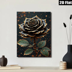 2D flat 1pc Dramatic Black Rose Bloom Floral Wall Art Canvas Prints for Living Room Bedroom Home Decor Modern Farmhouse Style Gallery Wrapped Ready to Hang
