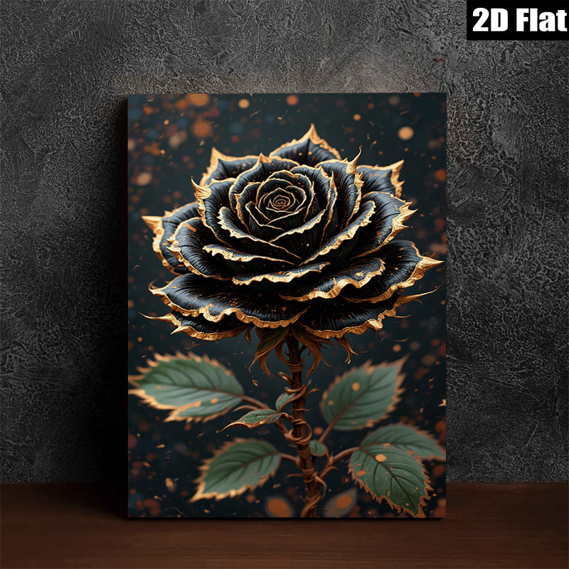 2D flat 1pc Dramatic Black Rose Bloom Floral Wall Art Canvas Prints for Living Room Bedroom Home Decor Modern Farmhouse Style Gallery Wrapped Ready to Hang