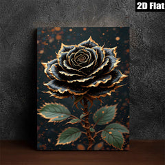 2D flat 1pc Dramatic Black Rose Bloom Floral Wall Art Canvas Prints for Living Room Bedroom Home Decor Modern Farmhouse Style Gallery Wrapped Ready to Hang