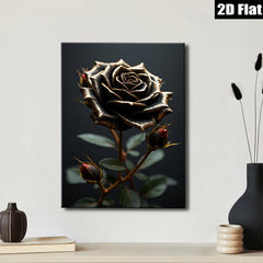 2D flat 1pc Dramatic Black Rose Bloom Floral Wall Art Canvas Prints for Living Room Bedroom Modern Farmhouse Decor Gallery Wrapped Ready to Hang
