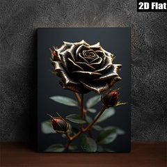 2D flat 1pc Dramatic Black Rose Bloom Floral Wall Art Canvas Prints for Living Room Bedroom Modern Farmhouse Decor Gallery Wrapped Ready to Hang