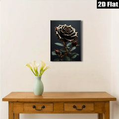 2D flat 1pc Dramatic Black Rose Bloom Floral Wall Art Canvas Prints for Living Room Bedroom Modern Farmhouse Decor Gallery Wrapped Ready to Hang