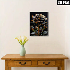 2D flat 1pc Dramatic Black Rose Bloom Floral Wall Art Decor Living Room Bedroom Modern Farmhouse Gallery Wrapped Canvas Prints Ready to Hang Inspirational Gift Ideas